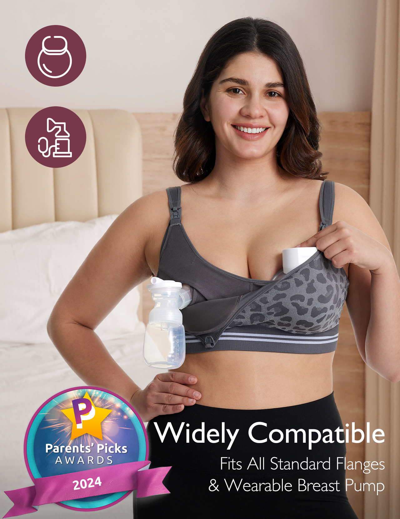 DEX - 4-in-1 Hands Free Seamless Stretch Fabric Pumping Bra-HF022